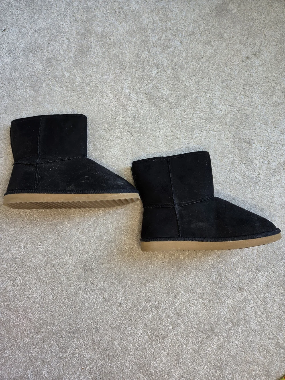 Black Suede Girls Fuzzy Ankle Boots